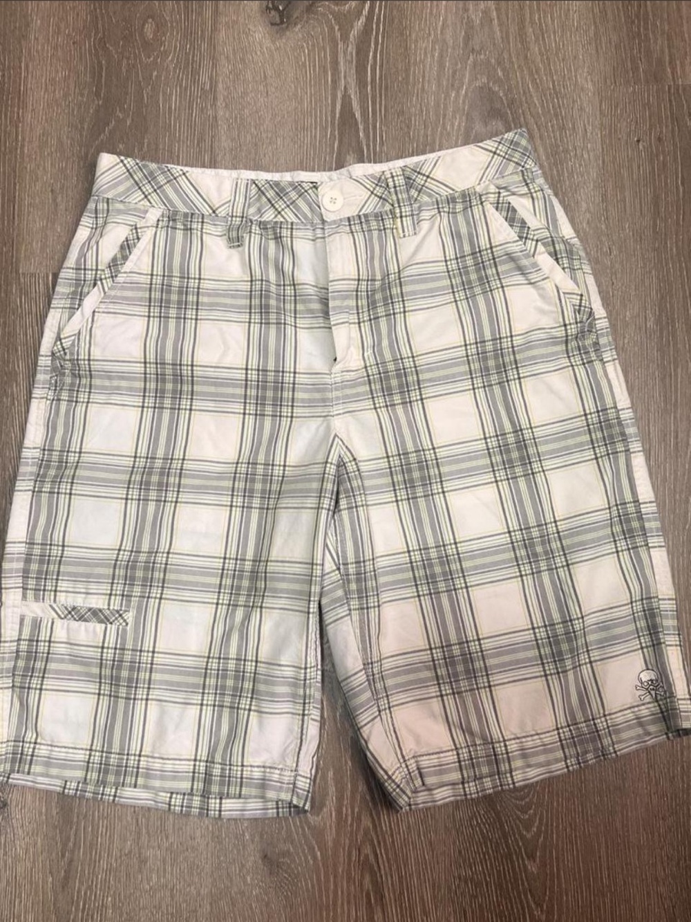 Tony Hawk White Plaid Bermuda Shorts